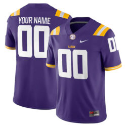Custom LSU Tigers Football Purple Game Stitched Jersey w/ SEC Patch