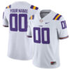 Custom LSU Tigers Football White Game Stitched Jersey w/ SEC Patch