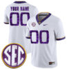 Custom LSU Tigers Football 2018 Silent Season White Stitched Jersey w/ SEC Patch