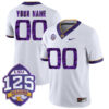 Custom LSU Tigers Football 2018 Silent Season White Stitched Jersey w/ 125th Season Patch