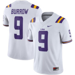 Joe Burrow LSU Tigers Football White Away Stitched Jersey