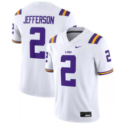 Justin Jefferson LSU Tigers Football White Away Stitched Jersey