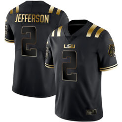 Justin Jefferson LSU Tigers Football Black Gold Stitched Jersey