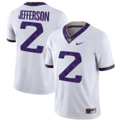 Justin Jefferson LSU Tigers Football 2018 Silent Season White Stitched Jersey
