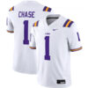 Ja'marr Chase LSU Tigers Football White Away Stitched Jersey