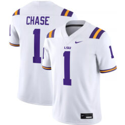 Ja'marr Chase LSU Tigers Football White Away Stitched Jersey