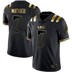 Tyrann Mathieu LSU Tigers Football Black Gold Stitched Jersey