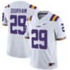 Caden Durham LSU Tigers Football White Away Stitched Jersey