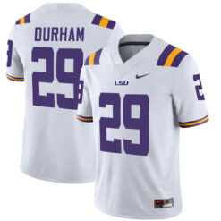 Caden Durham LSU Tigers Football White Away Stitched Jersey