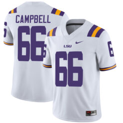 Will Campbell LSU Tigers Football White Away Stitched Jersey