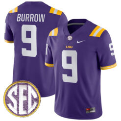 Joe Burrow LSU Tigers Football Purple Home Stitched Jersey w/ SEC Patch