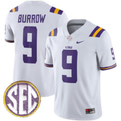 Joe Burrow LSU Tigers Football White Away Stitched Jersey w/ SEC Patch