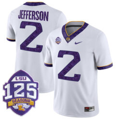 Justin Jefferson LSU Tigers Football 2018 Silent Season White Stitched Jersey w/ SEC Patch