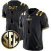Ja'marr Chase LSU Tigers Football Black Gold Stitched Jersey w/ SEC Patch
