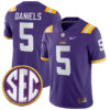 Jayden Daniels LSU Tigers Football Purple Home Stitched Jersey w/ SEC Patch