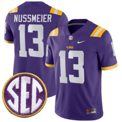 Garrett Nussmeier LSU Tigers Football Purple Home Stitched Jersey w/ SEC Patch