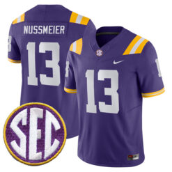 Garrett Nussmeier LSU Tigers Football Purple Vapor F.U.S.E Limited Stitched Jersey w/ SEC Patch