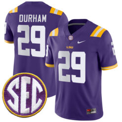 Caden Durham LSU Tigers Football Purple Home Stitched Jersey w/ SEC Patch