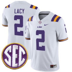 Kyren Lacy LSU Tigers Football White Away Stitched Jersey w/ SEC Patch