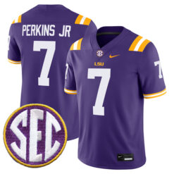 Harold Perkins Jr LSU Tigers Football Purple Home Stitched Jersey w/ SEC Patch