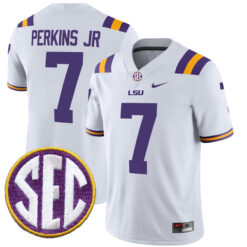 Harold Perkins Jr LSU Tigers Football White Away Stitched Jersey w/ SEC Patch