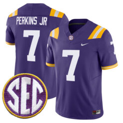 Harold Perkins Jr LSU Tigers Football Purple Vapor F.U.S.E Limited Stitched Jersey w/ SEC Patch