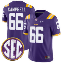 Will Campbell LSU Tigers Football Purple Home Stitched Jersey w/ SEC Patch