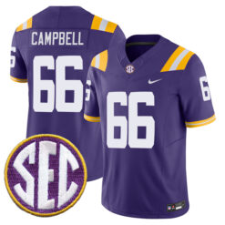 Will Campbell LSU Tigers Football Purple Vapor F.U.S.E Limited Stitched Jersey w/ SEC Patch