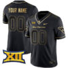 Custom West Virginia Mountaineers Football Black Gold Stitched Jersey w/ XII Patch