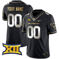 Custom West Virginia Mountaineers Football Black Limited Stitched Jersey w/ XII Patch