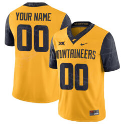 Custom West Virginia Mountaineers Football Gold Country Roads Stitched Jersey