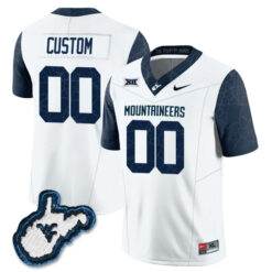 Custom West Virginia Mountaineers Football White Country Roads Stitched Jersey