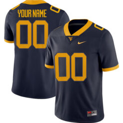 Custom West Virginia Mountaineers Football Navy Blue Home Stitched Jersey