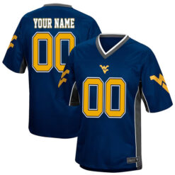 Custom West Virginia Mountaineers Football Navy Game Day Stitched Jersey