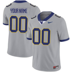 Custom West Virginia Mountaineers Football Grey Alternate Stitched Jersey
