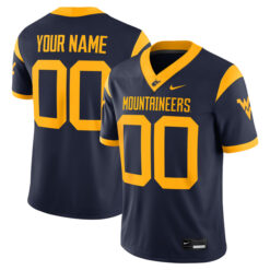 Custom West Virginia Mountaineers Football Navy Game Stitched Jersey