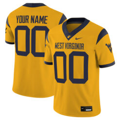 Custom West Virginia Mountaineers Football Gold Game Stitched Jersey