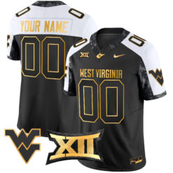 Custom West Virginia Mountaineers Football Alternate Black Gold Stitched Jersey