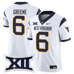 Garrett Greene West Virginia Mountaineers Football White Game Stitched Jersey w/ XII Patch