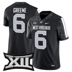 Garrett Greene West Virginia Mountaineers Football Black Game Stitched Jersey w/ XII Patch