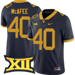Pat McAfee West Virginia Mountaineers Football Navy Alumni Stitched Jersey w/ XII Patch
