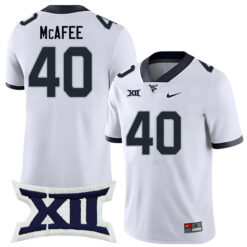 Pat McAfee West Virginia Mountaineers Football White Alumni Stitched Jersey w/ XII Patch