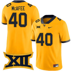 Pat McAfee West Virginia Mountaineers Football Gold Alumni Stitched Jersey w/ XII Patch