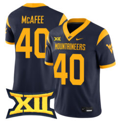 Pat McAfee West Virginia Mountaineers Football Navy Game Stitched Jersey w/ XII Patch
