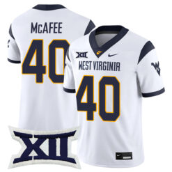 Pat McAfee West Virginia Mountaineers Football White Game Stitched Jersey w/ XII Patch