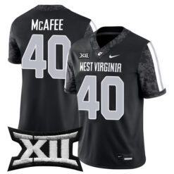Pat McAfee West Virginia Mountaineers Football Black Game Stitched Jersey w/ XII Patch
