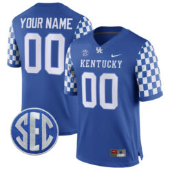 Custom Kentucky Wildcats Football Royal Blue Home Stitched Jersey w/ SEC Patch
