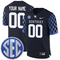 Custom Kentucky Wildcats Football Black Alternate Stitched Jersey w/ SEC Patch
