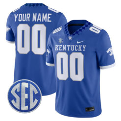 Custom Kentucky Wildcats Football Royal Blue Game Stitched Jersey w/ SEC Patch