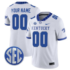 Custom Kentucky Wildcats Football White Game Stitched Jersey w/ SEC Patch